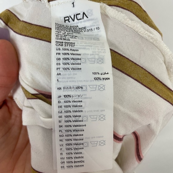 NEW RVCA SIZE XL White Fully Noted pants in stripe Wide Leg ankle length - Picture 8 of 10